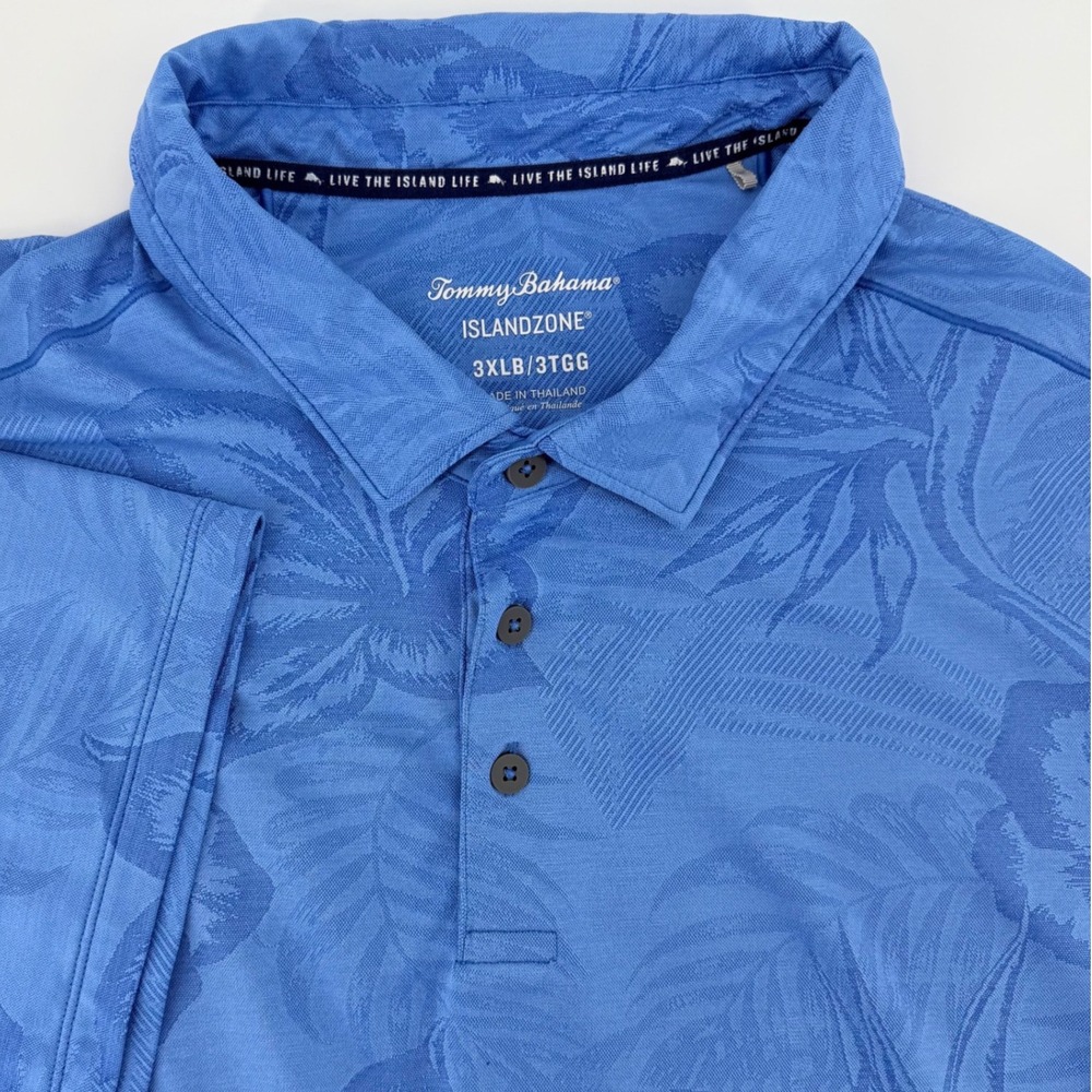 Tommy Bahama IslandZone Blue Tropical Floral Polo Shirt Mens 3XLB Big & Tall